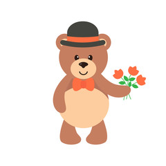 cartoon cute bear with flower