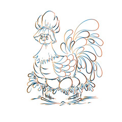 Chicken on eggs. Happy Easter