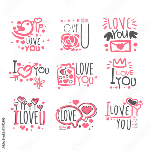 Fototapete Romantic I Love You Message For St Valentines Day Postcard Colorful Graphic Design Template Logo Series Hand Drawn Vector Stencils Topvectors