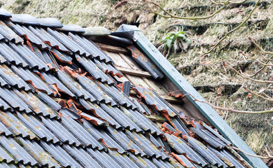 Broken roof of an abandoned farm