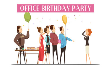 Birthday Party In Office Illustration