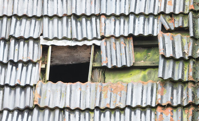 Broken roof of an abandoned farm