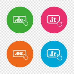 Top-level domains signs. De, It, Es and Fr.