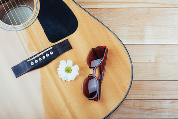 detail of classic guitar with shallow depth of field