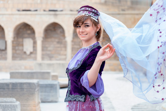 Young turkish-azeri woman in traditional Azerbaijani dress