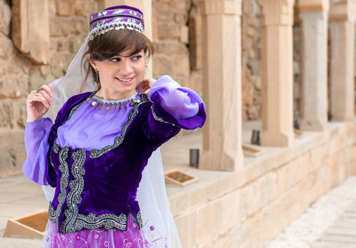 Young turkish-azeri woman in traditional Azerbaijani dress