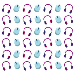 headphones and mouse background icon vector illustration graphic design