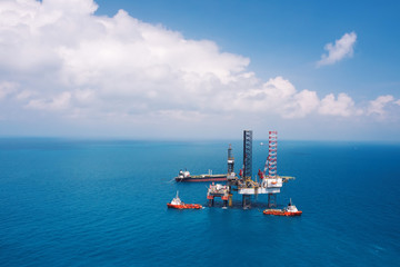 Offshore oil rig drilling platform in the gulf of Thailand