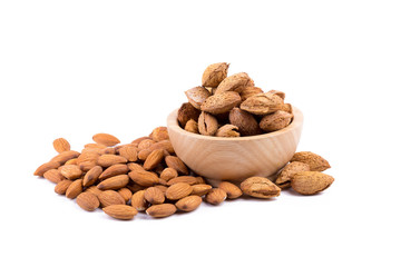 Almond nuts isolated on white background