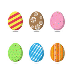 Set of colorful easter eggs on white background. Vector illustration