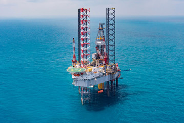 Offshore oil rig drilling platform in the gulf of Thailand