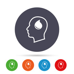 Head with drop sign icon. Male human head.