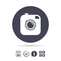 Hipster photo camera sign icon. Retro camera.