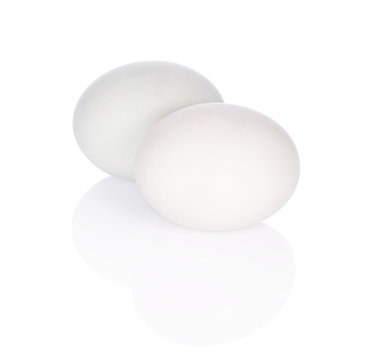 Duck eggs isolated on white background.