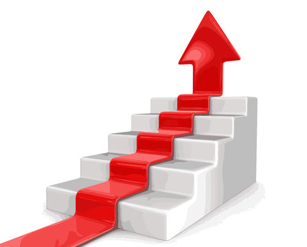 Staircase and arrow up. Image with clipping path