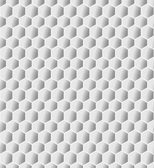 Seamless, illustrated tile of tessalated hexagons in grayscale, with randomized gradient orientations resulting in an abstract shading effect