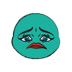 Sad cartoon face icon vector illustration graphic design