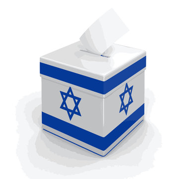 Ballot Box with Israeli flag. Image with clipping path