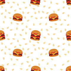 hamburgers pattern. American dinner concept.