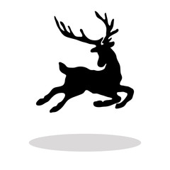 Black silhouette Christmas Reindeer white background