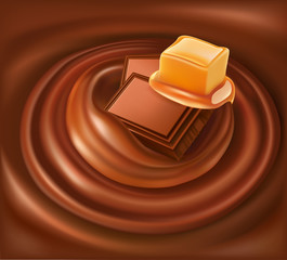 chocolate background swirl with caramel