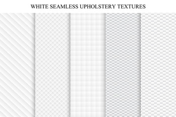 Collection of seamless white decorative textures.