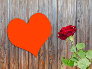 Grußkarte Herz mit Rose Vorlage