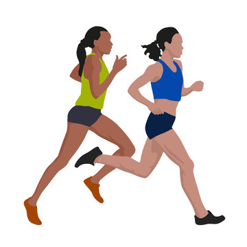 Running women, vector illustration