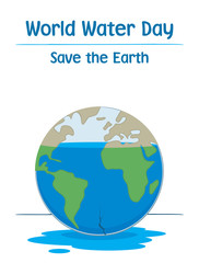 World water day with broken globe. Vector illustration