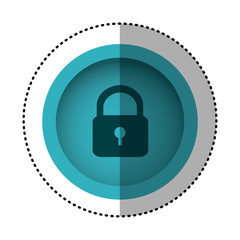 blue round symbol padlock closed icon, vector illustration design