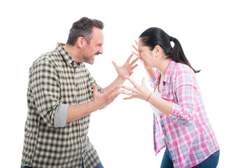 Angry couple fighting and shouting