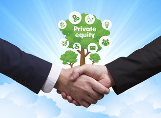 Technology, the Internet, business and network concept. Businessmen shake hands: Private equity