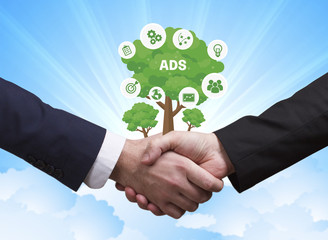 Technology, the Internet, business and network concept. Businessmen shake hands: ADS