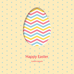 Abstract paper background with hole in the shape of Easter egg. 3d effect. Vector design suitable for greeting cards, covers, invitations, posters. © pravdinal
