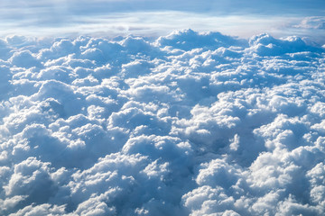 Sky photographed from top, White clouds over earth, Background dense clouds, Realistic illustration far reaching view above clouds, High quality cloud, Clouds with space - 141486163