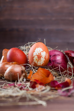 Natural Easter Egg Dyeing Orange Brown With Onion