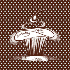Hand drawn illustration of tasty cupcake.