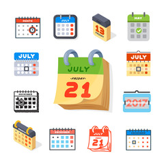 Vector calendar web icons office organizer business graphic paper plan appointment and pictogram reminder element for event meeting or deadline illustration.