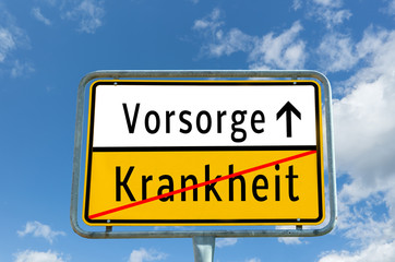 Vorsorge/Krankheit Schild