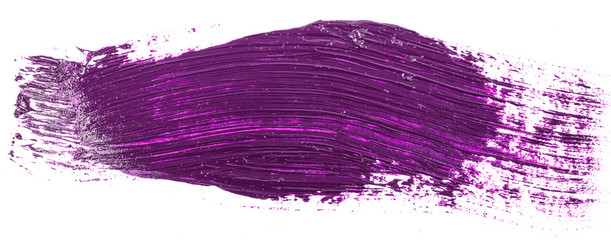 Smear of violet paint isolated on white background