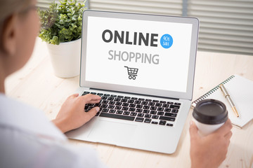 woman using laptop ,online shopping concept