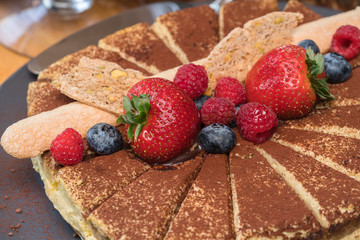 Tiramisu with strawberries