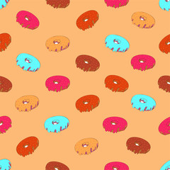 Pattern with donut for design, cafe, birthday, celebrities day.
