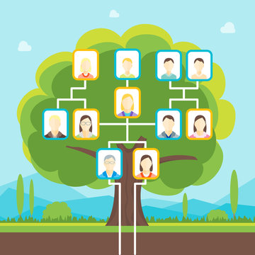 Cartoon Family Tree. Vector