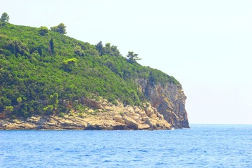 Island Lokrum near Dubrovnik in Croatia, rocky cliffs 