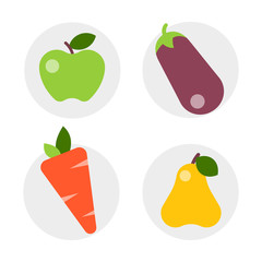 Flat icons vegetables of healthy lifestyle diet food modern design style and nutrition fruits carbohydrates balanced cooking culinaryvector illustration.