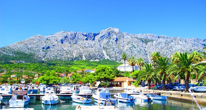 Orebic, touristic destination on Peljesac peninsula on Adriatic sea, Croatia