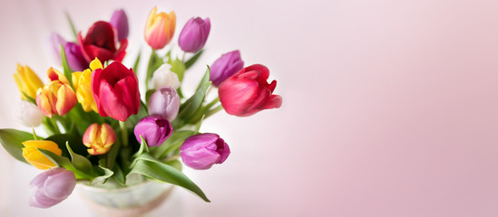 Colorful spring bouquet with tulips