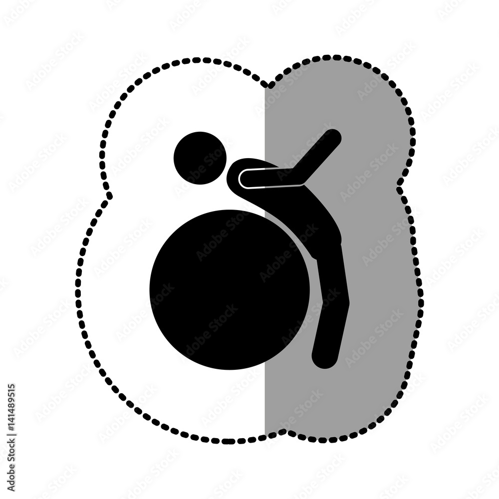 Wall mural black person do exercise with ball, vector illustration design