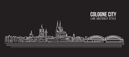 Stadtbild-Gebäude-Strichzeichnungs-Vektor-Illustrationsdesign - Köln-Stadt